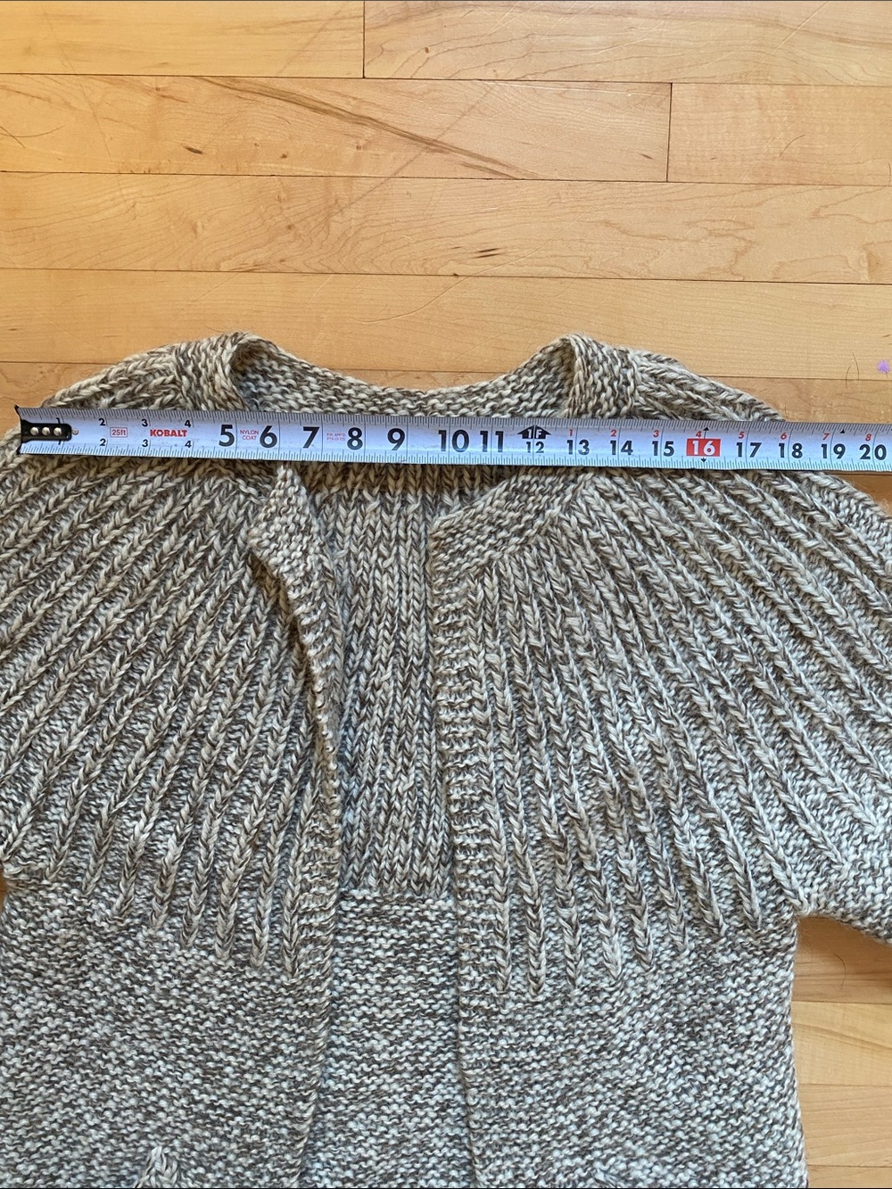 Vintage hand knit wool blend heavy open front sweater cardigan - Picture 12 of 13